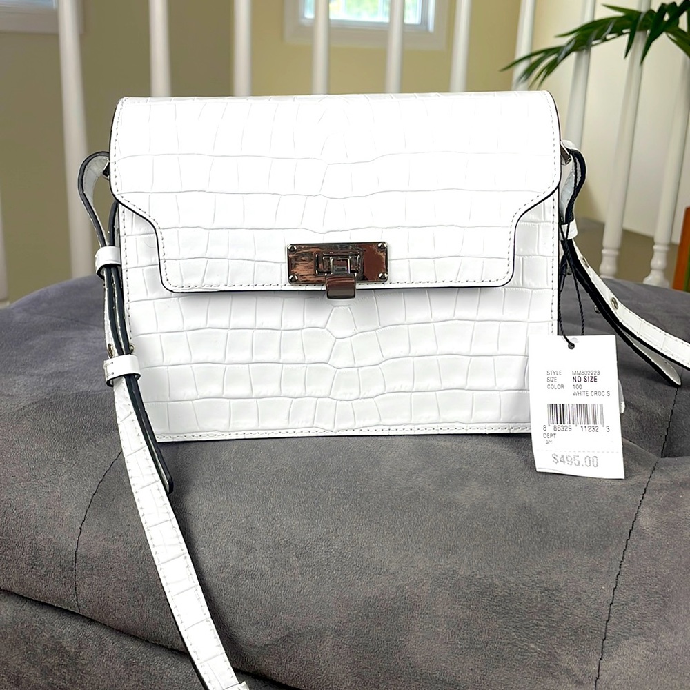 MARGE SHERWOOD ~ Croc Embossed White Vintage Brick Matiss Shoulder Bag ~ NWT!